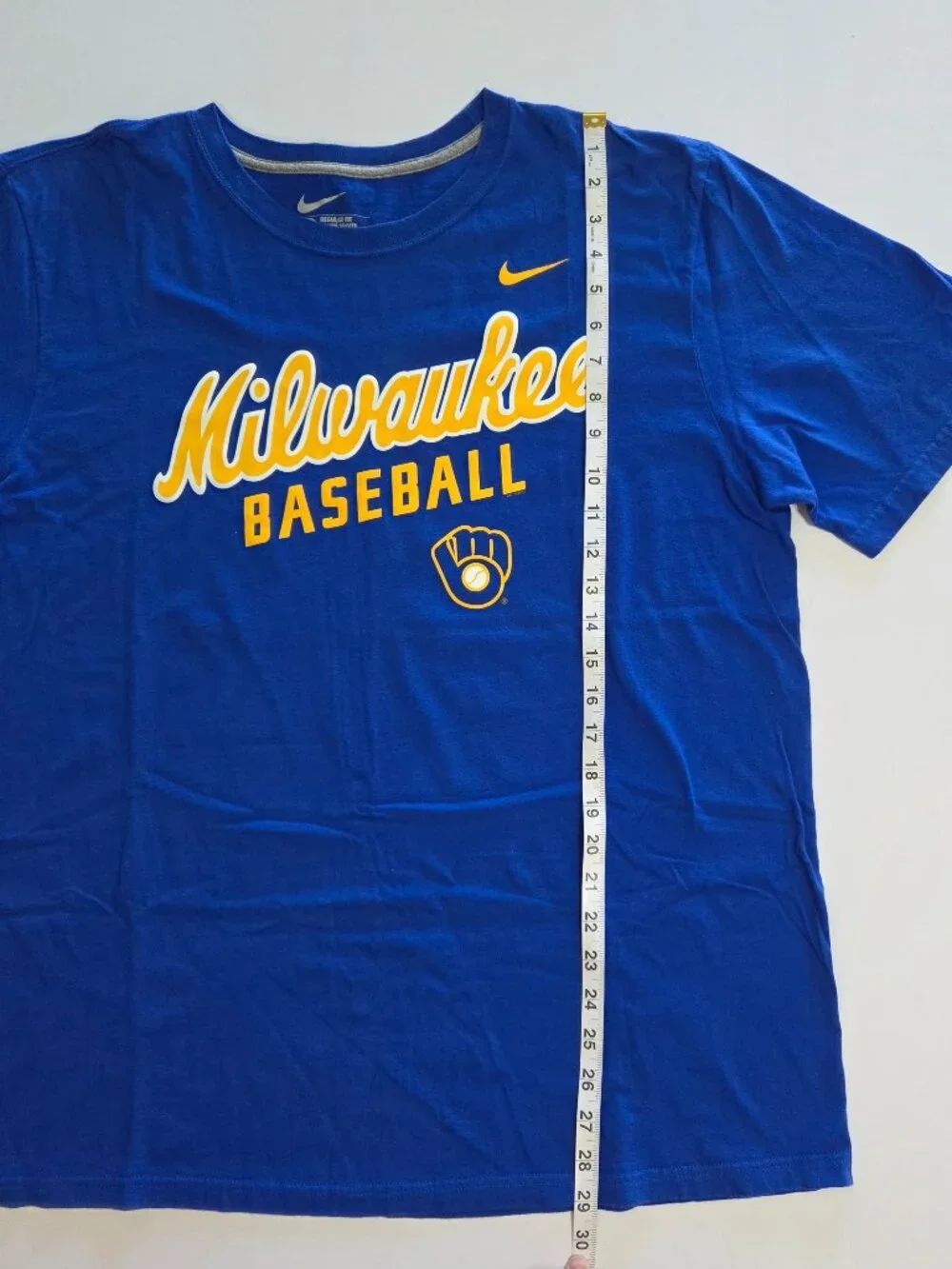 Nike Milwaukee Baseball Graphic T-Shirt, Men’s XL, Blue & Gold Lettering & Logo